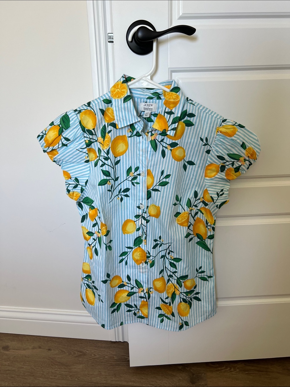 J. Crew Lemon Print Button-Down Shirt in Light Blue and Yellow